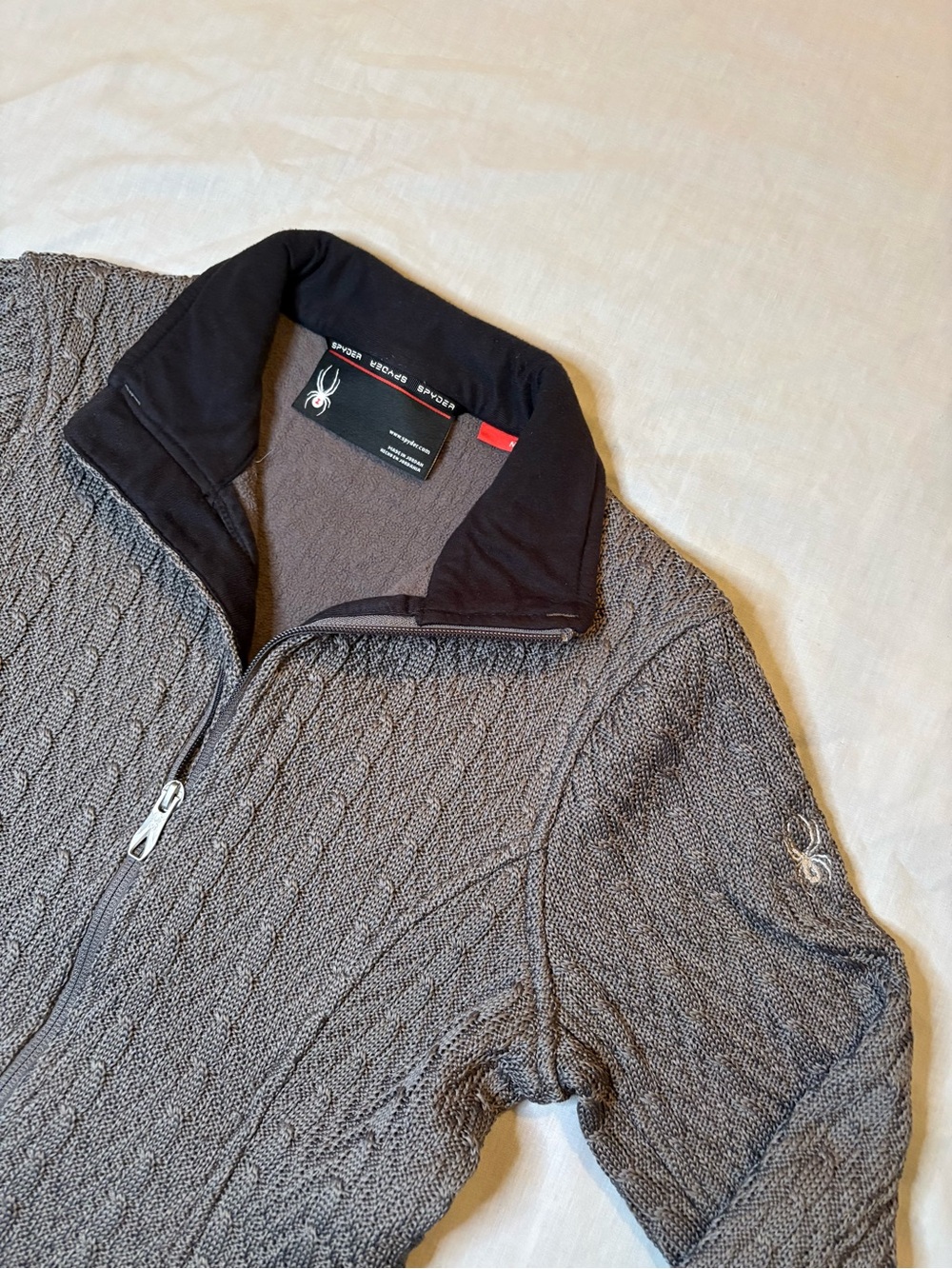 Spyder Women’s Charcoal Cable Zip-Up Sweater